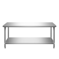 兴顺通商用双层工作台不锈钢操作台厨房打荷台储物柜 180*80/1.2mm板材