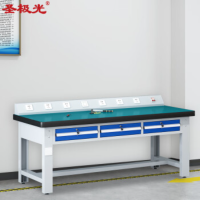 圣极光防静电工作台带线槽钳工台工厂装配工作桌平三抽2.1米[配电器盒]G7109