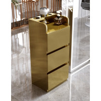 优合创佳理发店不锈钢多层储物柜 金色A款三抽