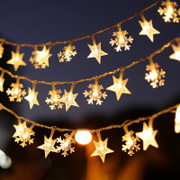 宫薰雪花星星3米20灯暖色led灯