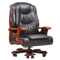 优合创佳老板椅牛皮+按摩+固定扶手 10轮黑色pu