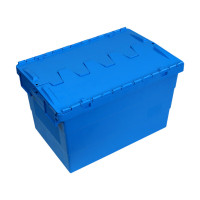 力王周转箱带盖加厚大号600*400*365 塑料物流箱子