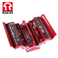 通润套筒套装工具箱组合汽修工具箱棘轮扳手套装修车工具套装带折叠工具箱86件装