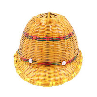 谋福345竹编安全帽国标施工地工程劳保防砸小沿檐遮阳藤帽子透气夏季防护(小沿拉扣 )
