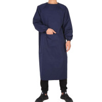 谋福335长袖防水布围裙防油防水罩衣成人男女工作服(长袖防水布围裙深蓝)