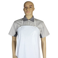 谋福116防水围裙 防油污耐酸碱 PVC牛筋材质无袖简约厨房食堂家务屠宰场洗车[防水围裙(白色PVC)]