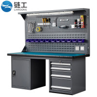 链工 重型工作台2100*750*1800mm双柜四抽一门+双挂板