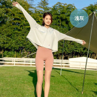 谋福UPF50+冰丝防晒衣女防紫外线皮肤衣轻薄防晒服黑胶大帽檐 浅灰色