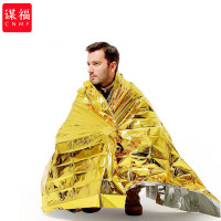 谋福 PE急救毯马拉松失温救生毯加厚款户外野营求生应急保温毯 160*210cm一面金一面银 3件装