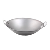 云中厨商用凹面电磁炉专用炒菜锅 双耳不锈钢40cm50cm电磁灶铁锅 适用于30微晶玻璃单柄不锈钢45cm