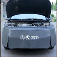 X汽车维修叶子板防护垫水洗皮三件套车身保护布定制 灰色 中号车标款 适配BJ80