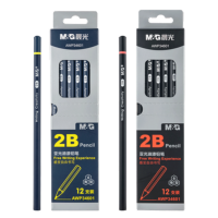 晨光哑光油漆2B六角木杆铅笔 12支/盒 黑/蓝颜色随机AWP34601