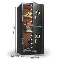 黑石 保险柜家用/办公大型双开门保险箱 防盗指纹密码保险柜 金刚黑1.2m