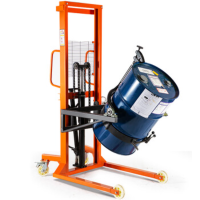 爵力DA450油桶翻转车 抱箍式倒料油桶车 机械式手动旋转手推油桶车 鹰嘴式夹扣升降车