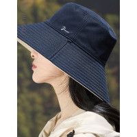 玖慕大檐防晒渔夫帽女夏季全脸防紫外线遮阳帽 藏青米/黑米色 备注颜色