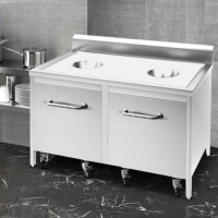 九千峰SCT-02双孔不锈钢收残台 餐车餐具垃圾残食收集回收车1200*600*800mm