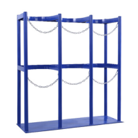 派普硕40L标气瓶固定架 三瓶位40升标准加厚款 防倾倒装置支架子带轮