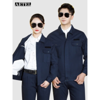 AETEL纯棉防静电工作服套装定制 藏蓝色春秋套装 XL(175)