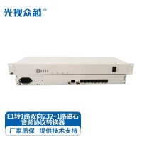 光视众越 E1转1路双向232+1路磁石音频协议转换器 机架式 GSC-E1-232-T/R