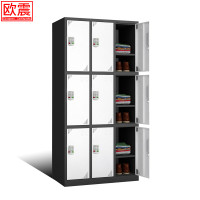 欧震员工柜9门彩色更衣柜密码锁铁皮储物柜健身房游泳馆寄存柜换衣柜9门密码锁