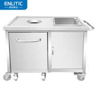 英利蒂克SCT-01不锈钢收残台+收餐具 商用收餐车垃圾残食收集回收车
