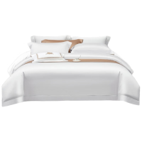 然牌100支纯棉五星级酒店白色四件套 [长绒棉贡缎]高支高密轻奢1.8米 床单款(被套220*240cm)