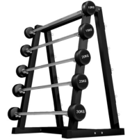 义拓包胶杠铃100kg一套 5根杠铃+架子