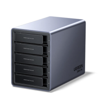 绿联硬盘柜硬盘盒多盘位 铝壳五盘[无RAID阵列+可读120TB 带温控风扇]25288