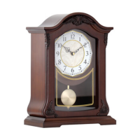 枫叶新中式简约实木座钟 欧式复古艺术钟表摆件[8036阿拉伯+报时丽声]