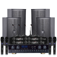 先科VD-202音响套装组合 蓝牙功放壁挂音箱K3V*4/M-18 [10吋4音箱套装+四话筒四鹅颈]