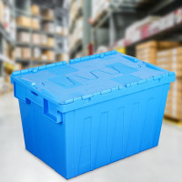 仕必得塑料箱周转箱物流箱可插式带盖箱大号塑料箱特大收纳箱物流箱胶框中转仓库储物箱 600*400*365mm