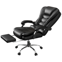 奈高电脑椅老板椅 可躺升降转椅 黑色-定型海绵真皮座垫