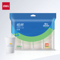 得力(deli) 纸杯250mL 办公家用酒店防烫加厚水杯 LL18 白色 100