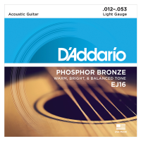 达达里奥EJ16 美国进口民谣吉他琴弦 碳素钢弦套弦12-53磷铜