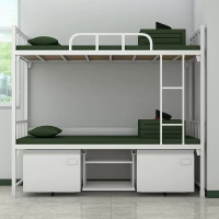 汇云星制式钢木床制式营具上下双层高低床 灰白色2000*1800*900 含蚊帐架床下柜