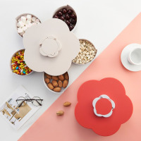 美帮汇欧式创意多功能旋转糖果盒干果糖盒分格带盖花瓣果盒婚庆用