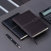 得力(deli)3343荔枝纹磁扣皮面本办公用品 商务记事本 黑色25K120