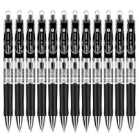 广博ZX9K35D按动中性笔 12支/盒0.5mm 水笔签字笔黑笔碳素笔办公