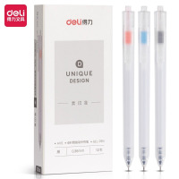 得力A115按动中性笔 黑色 12支/盒 0.38mm全针管碳素笔学生用水笔