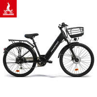 凤凰LS电动车可取锂电池电动助力自行车电动车 26寸辐条轮7速玄武黑36V 20AH