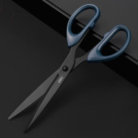 得力6010-S黑刃防锈剪刀 208mm大号 蓝色 家用生活手工剪纸刀 办