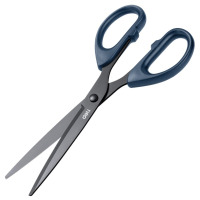 得力6009-S黑刃剪刀 178cm蓝色1把装小号 家用不锈钢小剪刀 精致
