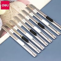 得力2053美工刀 5把 小号简约美工刀 碳素钢制刀片 裁纸刀 自动固