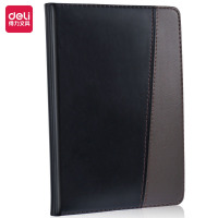 得力(deli)7912商务皮面本(黑) 32K120张时尚撞色商务皮面本 会议