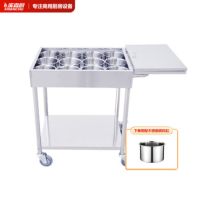 溪森厨多功能不锈钢调料车 平板款 配12缸 带刹车(65+15)*50*80厘米