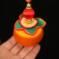 京训春节福字小挂件柿子串丝线小灯笼挂饰[好事成双橙色] 恭喜发财挂件