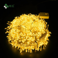 希讯LED灯串彩灯满天星装饰串灯 10米100灯带尾插(黄色)