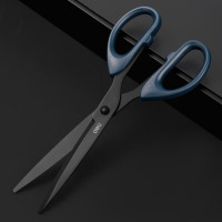 得力6010-S黑刃防锈剪刀 208mm大号 蓝色 家用生活手工剪纸刀 办