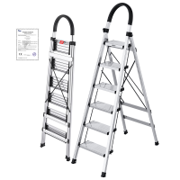 杜邦梯子 家用折叠铝合金梯人字梯[CE认证]银色6步