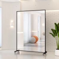优合创佳 可移动舞蹈镜万向轮落地镜家用镜子全身穿衣镜瑜伽健身练功房镜 188X120超白防爆+万向轮